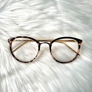 Clear Lens Glasses with Tort and Gold Frame